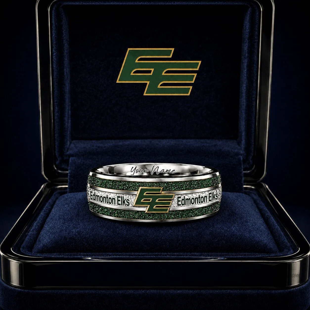 Edmonton Elks Football Team Custom Name Engraved Silver Ring 1 Edmonton Elks Football Team Custom Name Engraved Silver Ring