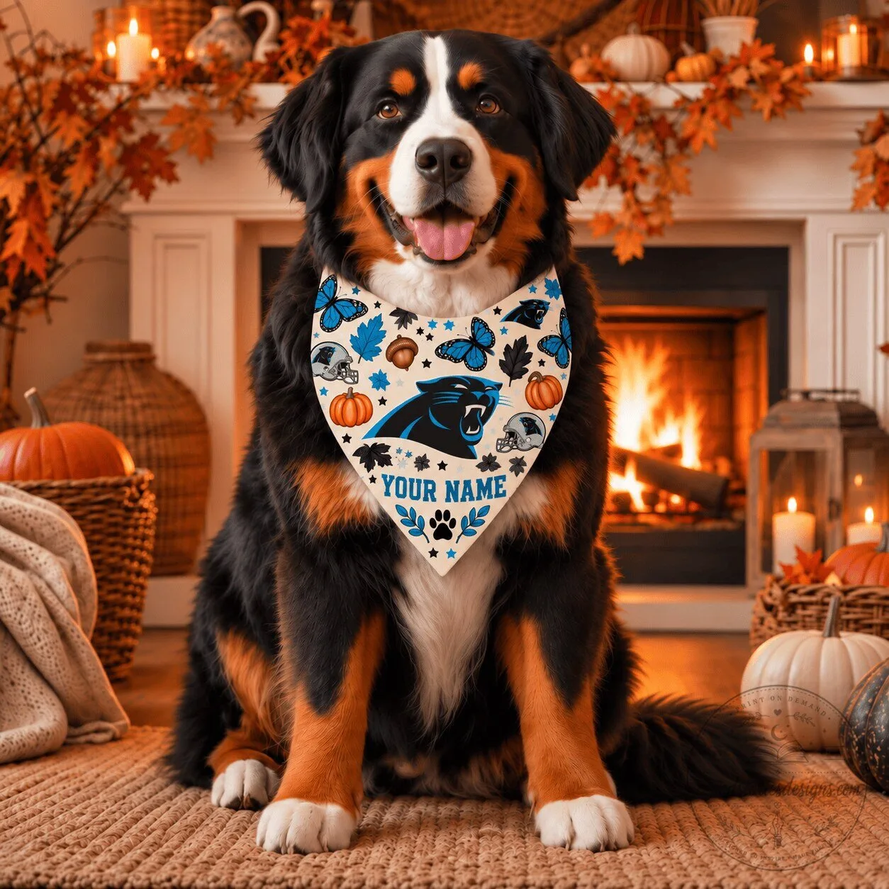 Carolina Panthers Football Team Personalized Pet Bandana for Dogs and Cats