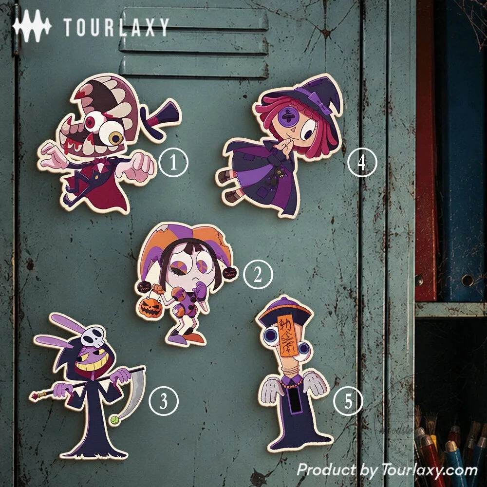 The Amazing Digital Circus Halloween Wooden Magnets Set 3 The Amazing Digital Circus Halloween Wooden Magnets Set