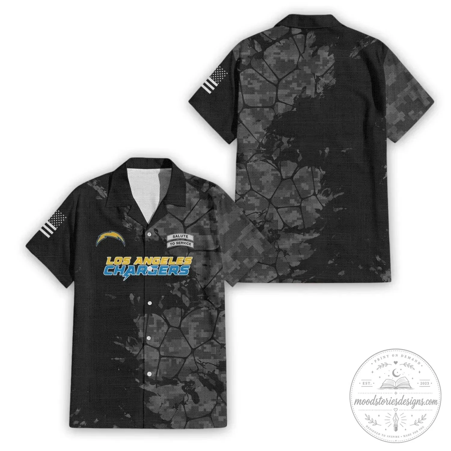 Hawaiian Shirt with Digital Camouflage for Salute To Service by Los Angeles Chargers