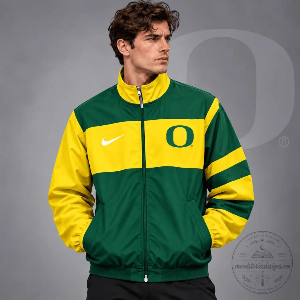 Oregon Ducks NCAA Classic Sideline Colorblock Full Zip Jacket Oregon Ducks NCAA Classic Sideline Colorblock Full Zip Jacket