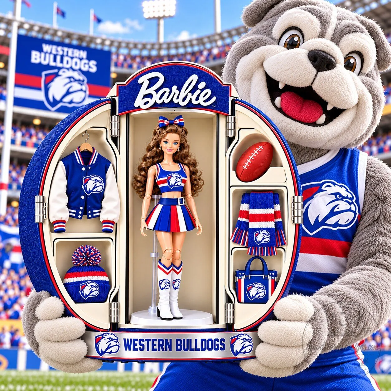 Western Bulldogs Barbie Doll Collectible Figurine Set