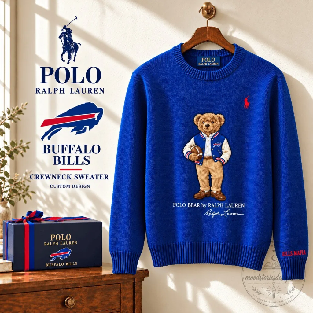 Buffalo Bills Polo Bear Ralph Lauren Crewneck Sweater Buffalo Bills Polo Bear Ralph Lauren Crewneck Sweater