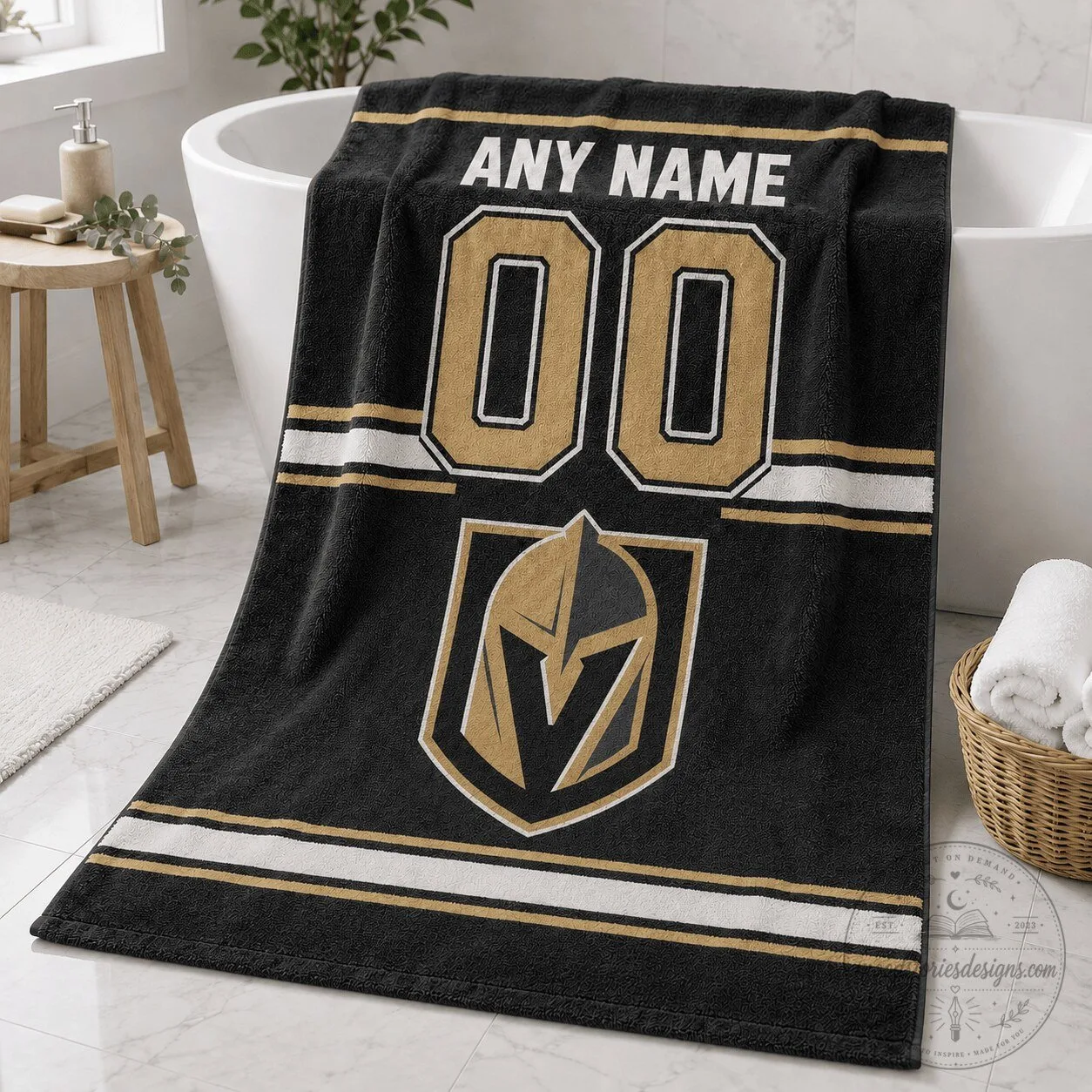 Vegas Golden Knights Personalized Hockey Jersey Style Bath Towel