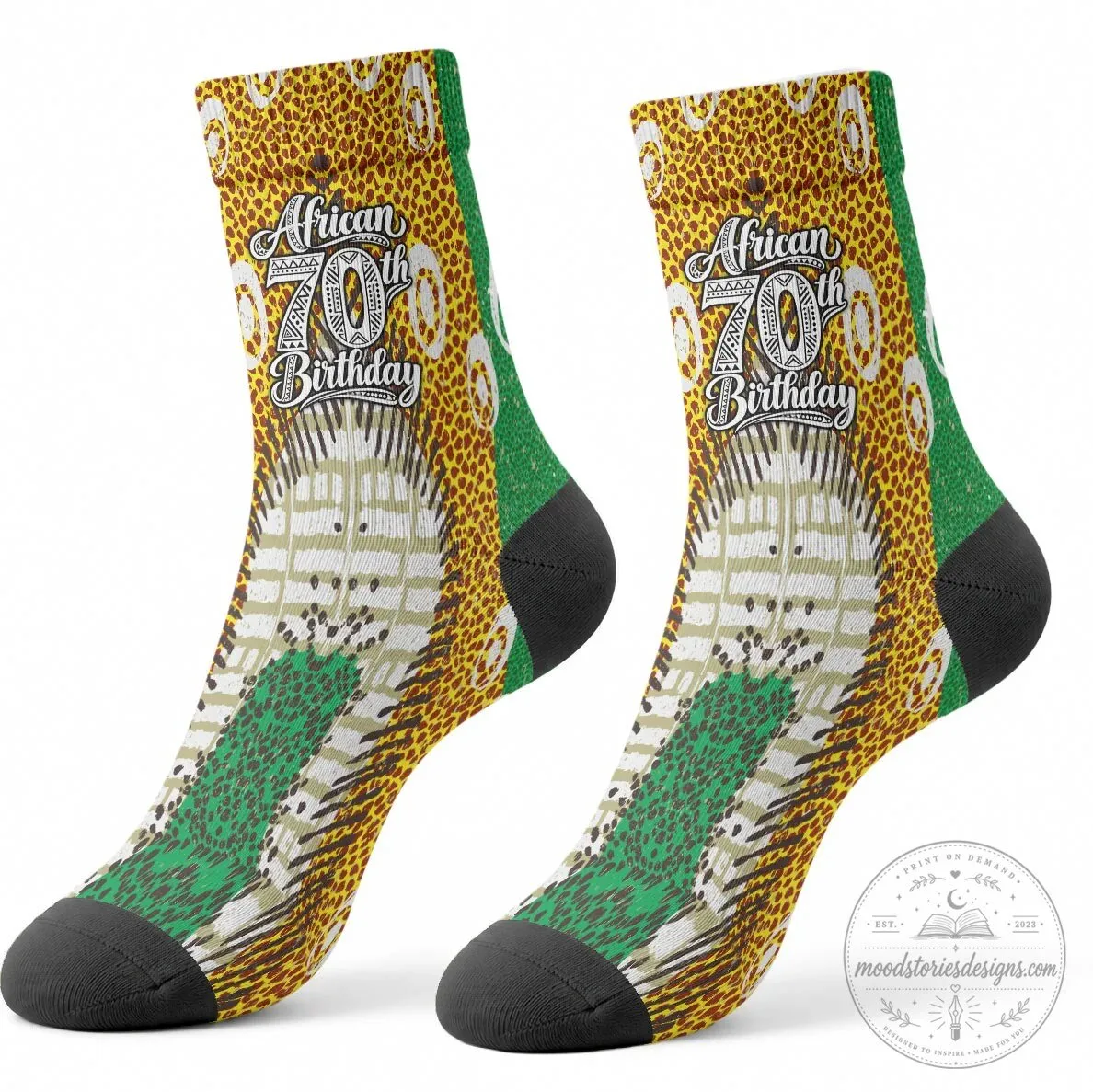 African 70th Birthday Tribal Animal Print Crew Socks 8 African 70th Birthday Tribal Animal Print Crew Socks