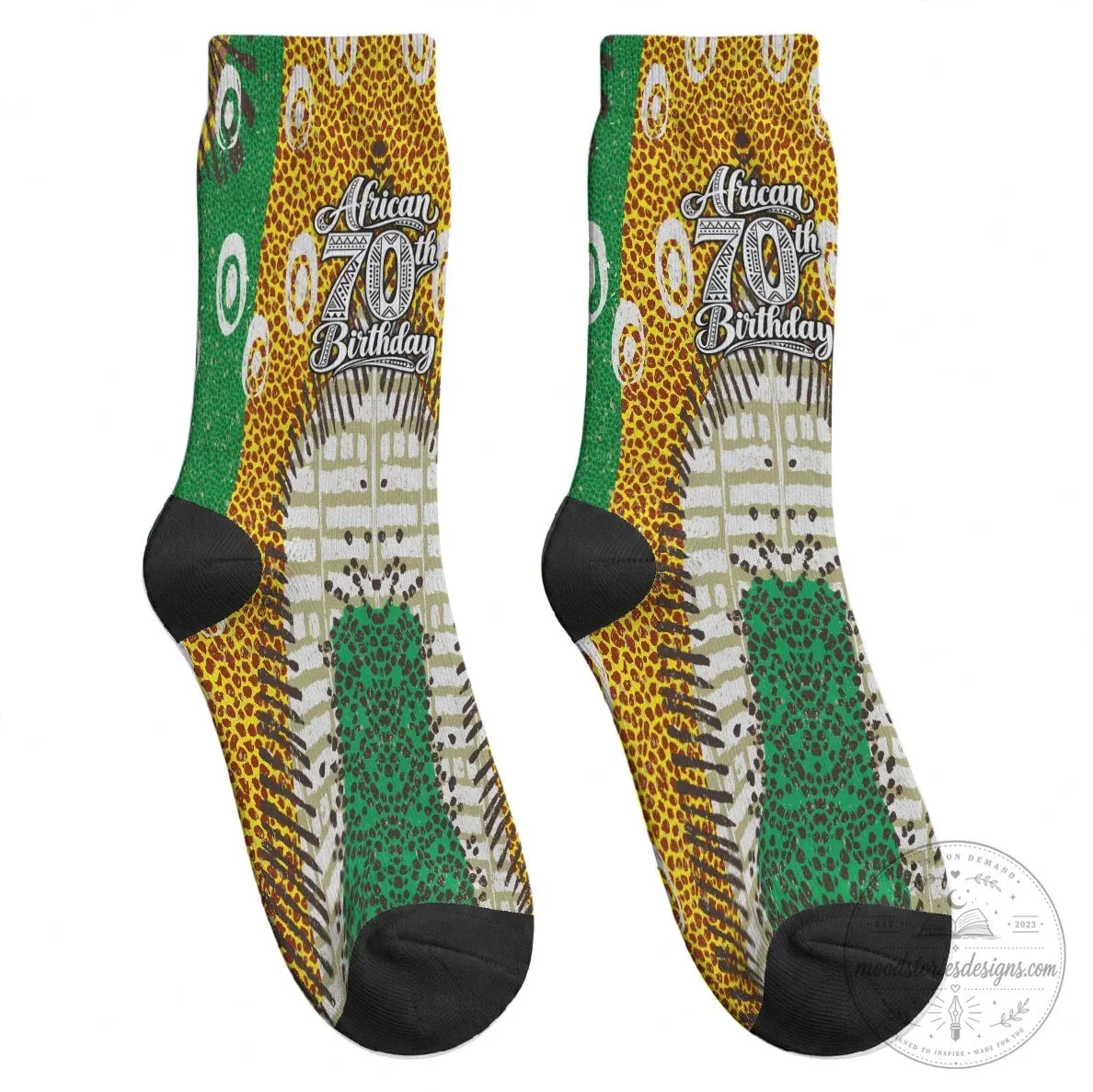 African 70th Birthday Tribal Animal Print Crew Socks 9 African 70th Birthday Tribal Animal Print Crew Socks