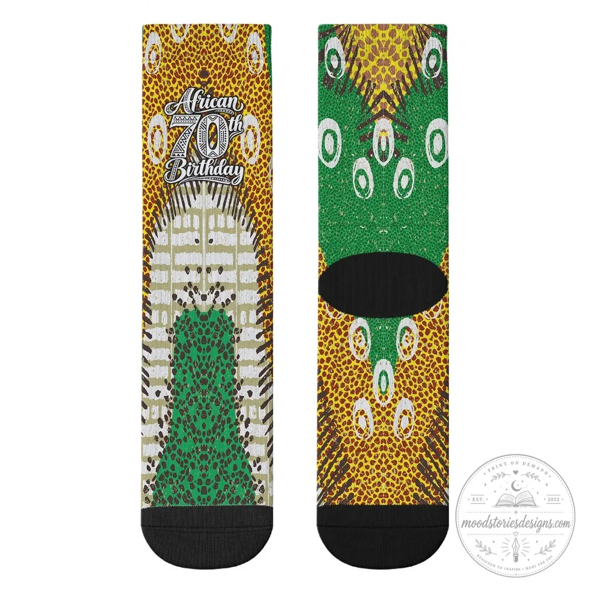 African 70th Birthday Tribal Animal Print Crew Socks 11 African 70th Birthday Tribal Animal Print Crew Socks