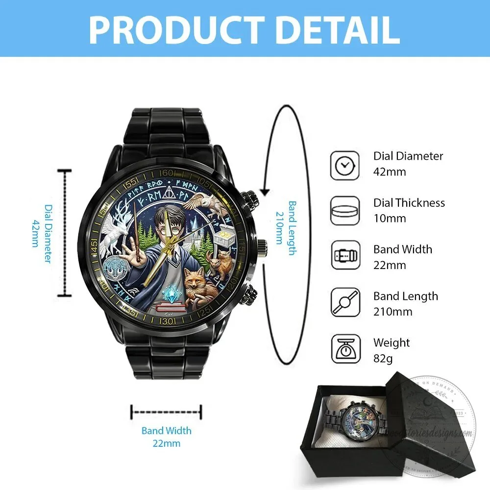 Harry Potter 25th Anniversary Black Stainless Steel Watch for Men 9 Harry Potter 25th Anniversary Black Stainless Steel Watch for Men