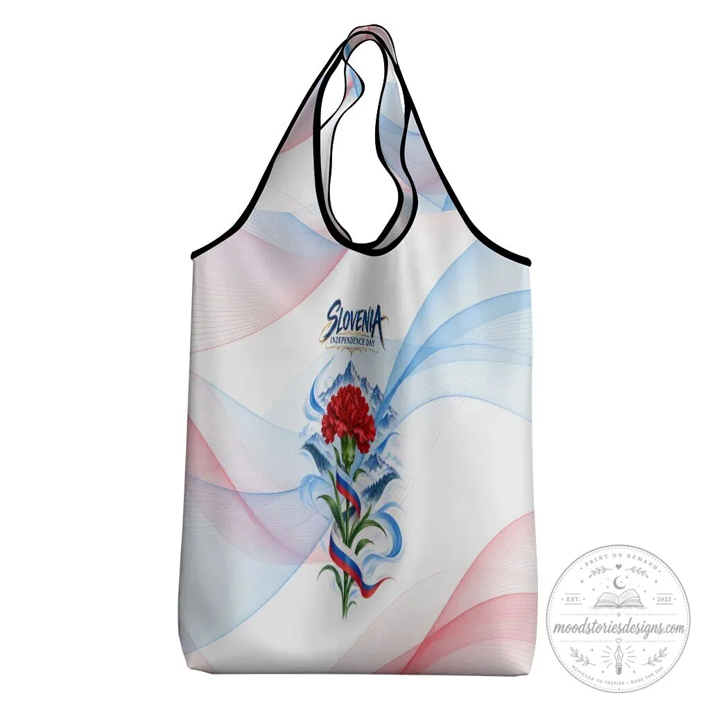 Slovenia Independence Day Red Carnation Flower Mount Triglav Reusable Grocery Bag 13 Slovenia Independence Day Red Carnation Flower Mount Triglav Reusable Grocery Bag
