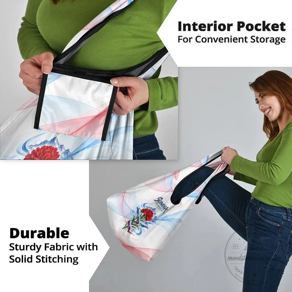 Slovenia Independence Day Red Carnation Flower Mount Triglav Reusable Grocery Bag 16 Slovenia Independence Day Red Carnation Flower Mount Triglav Reusable Grocery Bag