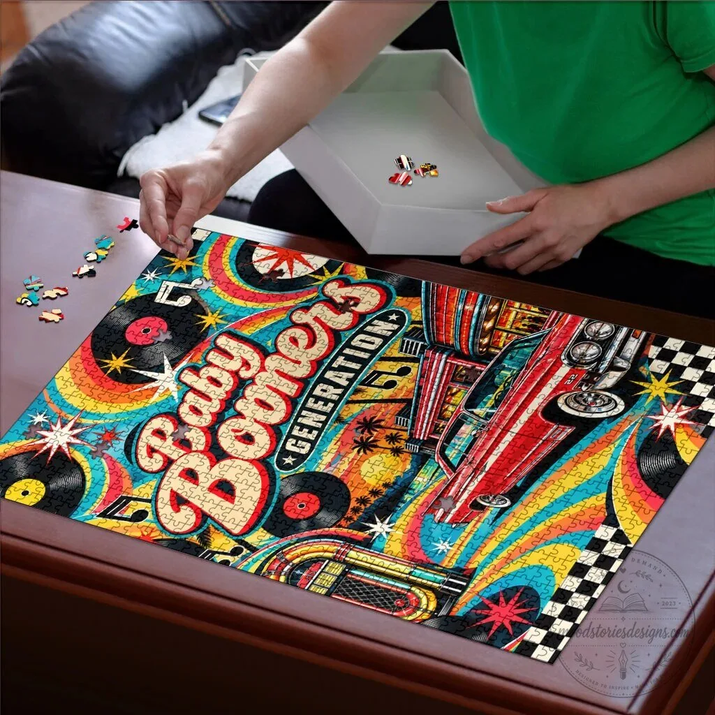 Baby Boomers Generation Vintage Retro Classic Car And Vinyl Records Nostalgia Jigsaw Puzzle – image 3 of 5