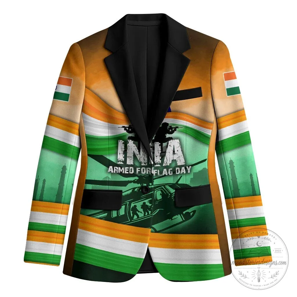 India Armed Forces Flag Day Patriotic Military Soldier All-Over Print Blazer Jacket