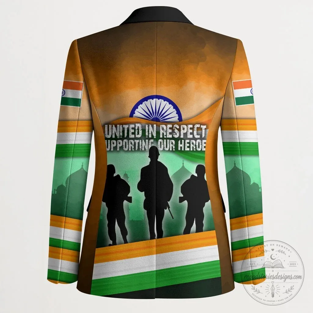 India Armed Forces Flag Day Patriotic Military Soldier All-Over Print Blazer Jacket 9 India Armed Forces Flag Day Patriotic Military Soldier All-Over Print Blazer Jacket