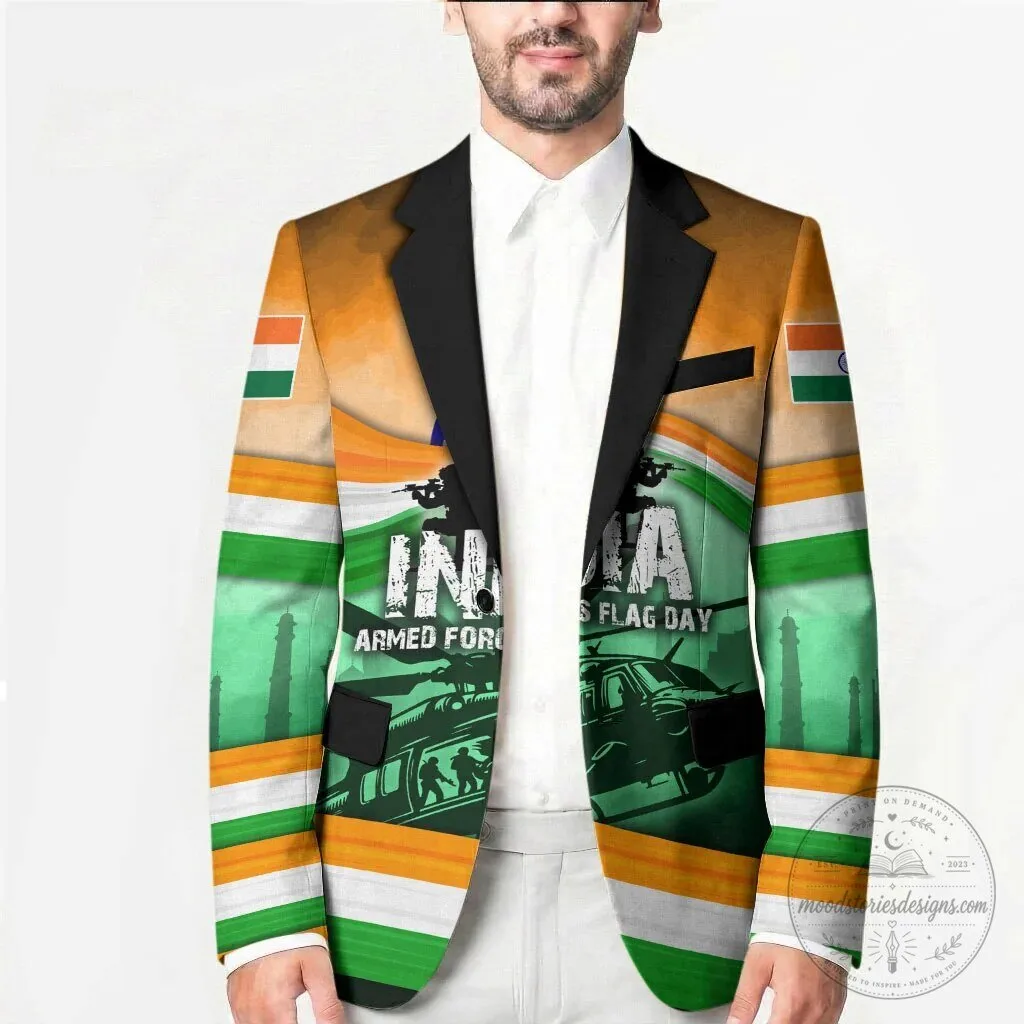 India Armed Forces Flag Day Patriotic Military Soldier All-Over Print Blazer Jacket 10 India Armed Forces Flag Day Patriotic Military Soldier All-Over Print Blazer Jacket