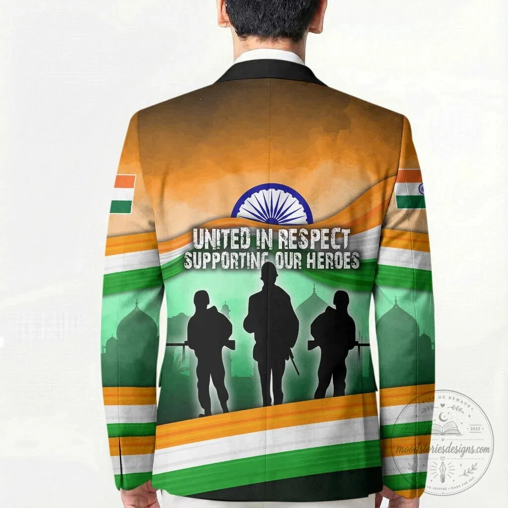 India Armed Forces Flag Day Patriotic Military Soldier All-Over Print Blazer Jacket 11 India Armed Forces Flag Day Patriotic Military Soldier All-Over Print Blazer Jacket