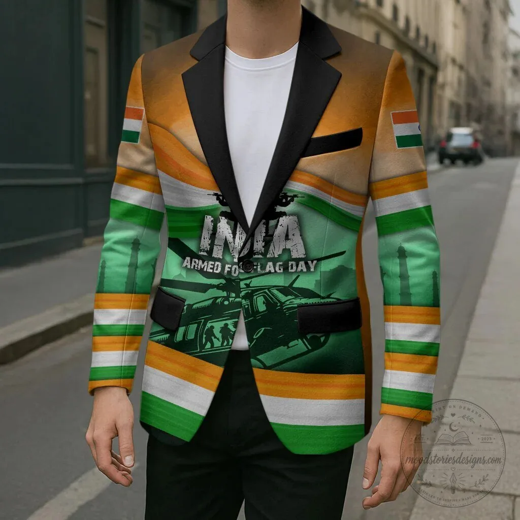 India Armed Forces Flag Day Patriotic Military Soldier All-Over Print Blazer Jacket 12 India Armed Forces Flag Day Patriotic Military Soldier All-Over Print Blazer Jacket