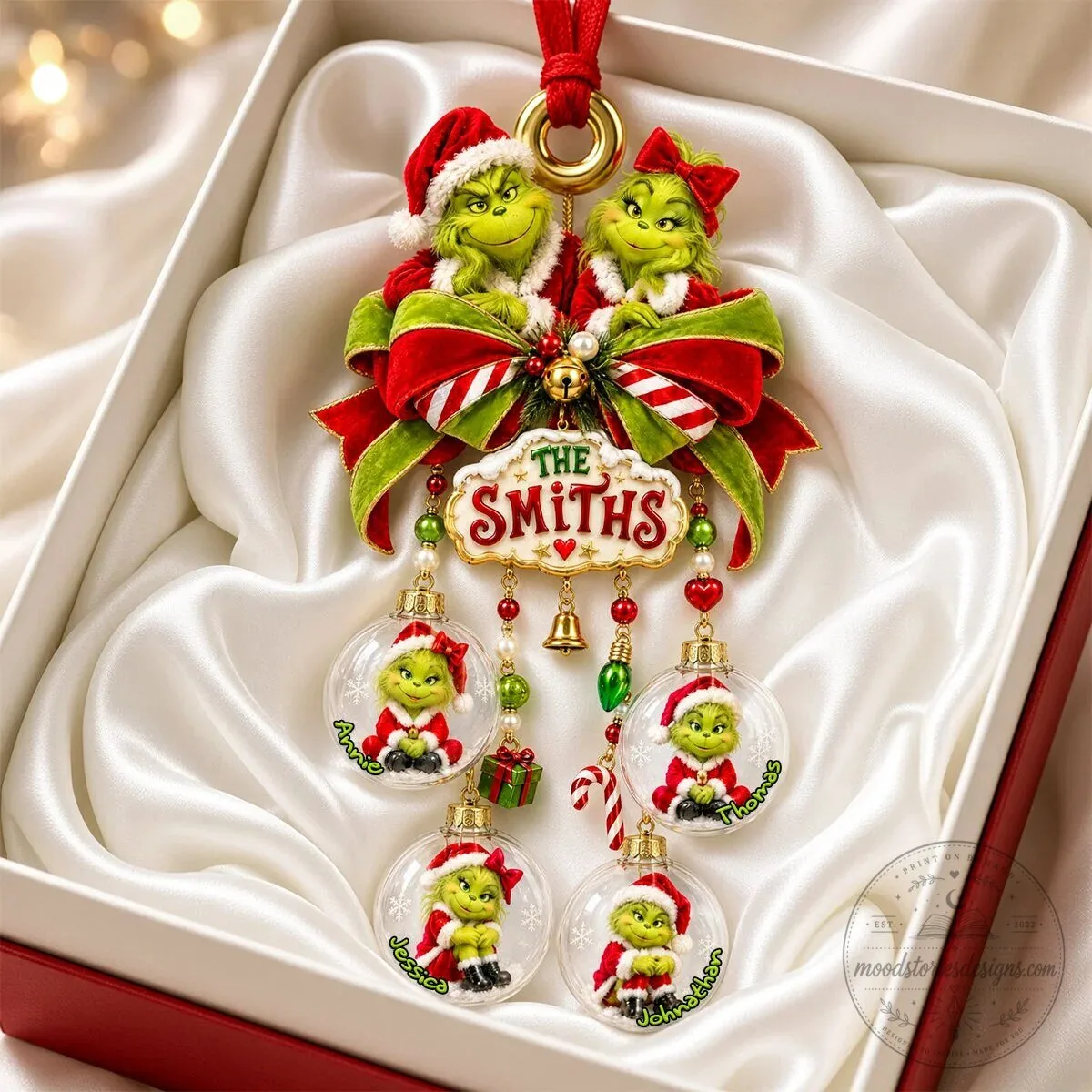 Personalized Grinch Family Christmas Tree Ornament with Custom Names 9 Personalized Grinch Family Christmas Tree Ornament with Custom Names