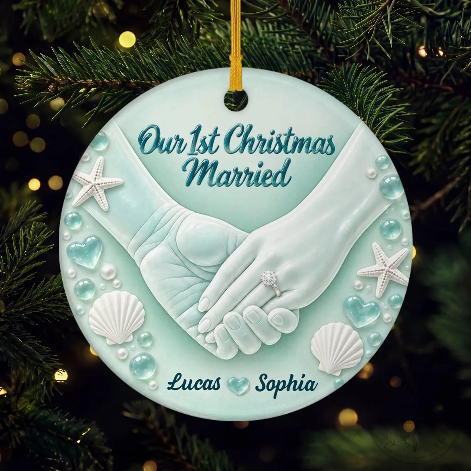 Our First Christmas Married Personalized Couple's Wedding Keepsake Ornament 3 Our First Christmas Married Personalized Couple's Wedding Keepsake Ornament