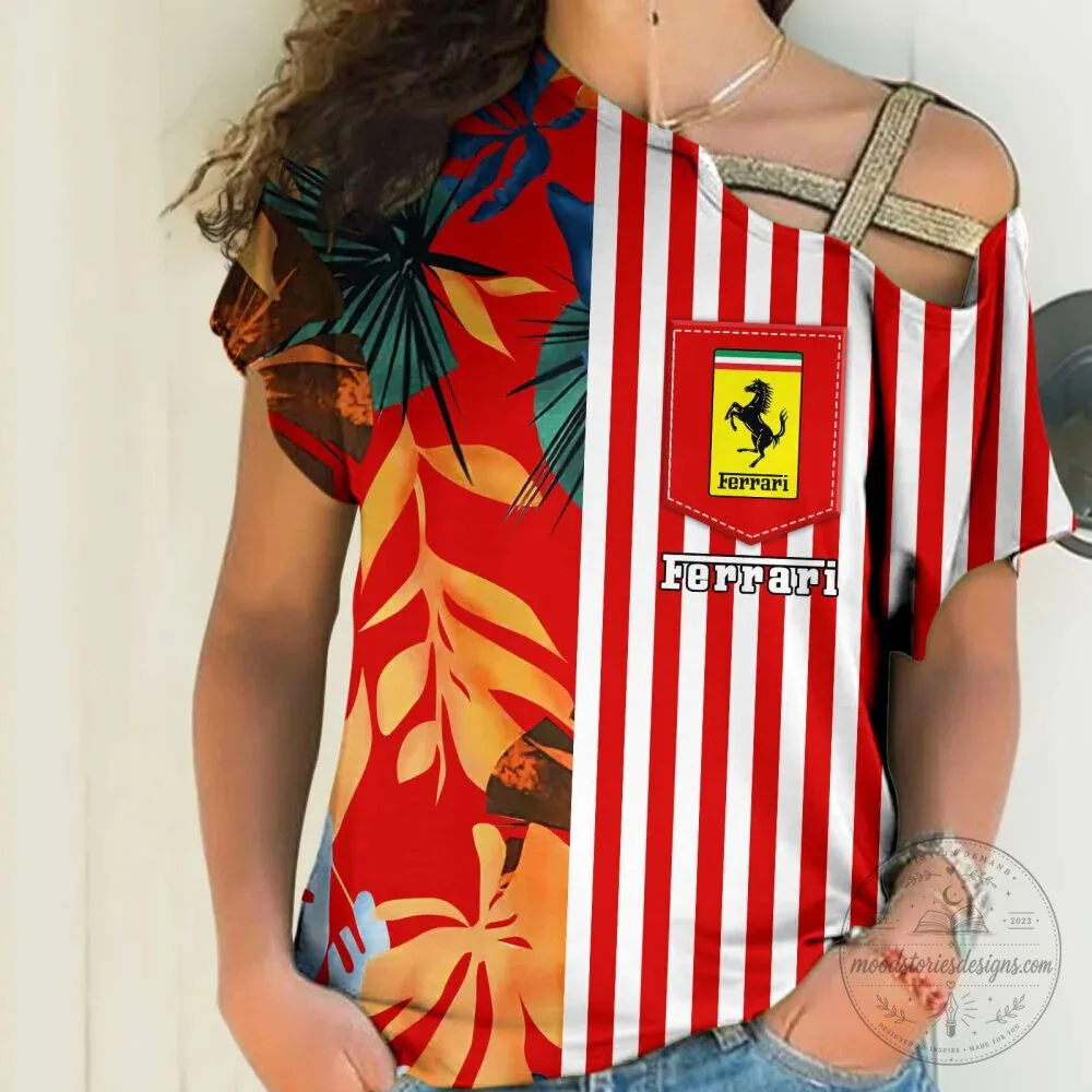 Ferrari Red Striped Tropical Leaves Summer Beach Hawaiian Shirt 15 Ferrari Red Striped Tropical Leaves Summer Beach Hawaiian Shirt