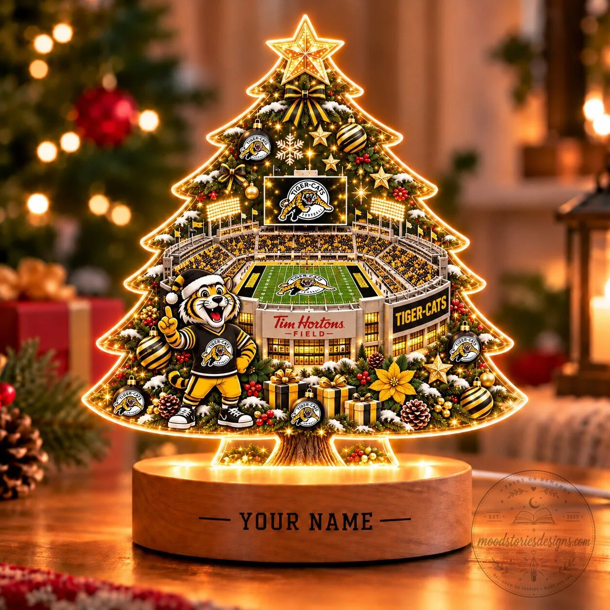 Hamilton Tiger-Cats CFL Football Stadium Christmas Tree LED Light Custom Name 3 Hamilton Tiger-Cats CFL Football Stadium Christmas Tree LED Light Custom Name