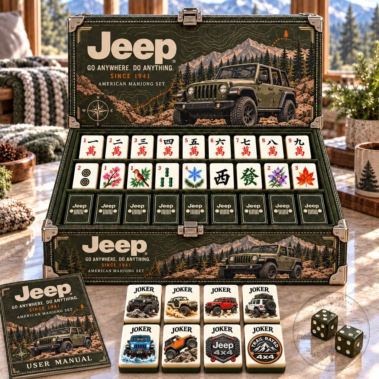 Jeep Go Anywhere Do Anything American Mahjong Game Set with Storage Case 3 Jeep Go Anywhere Do Anything American Mahjong Game Set with Storage Case