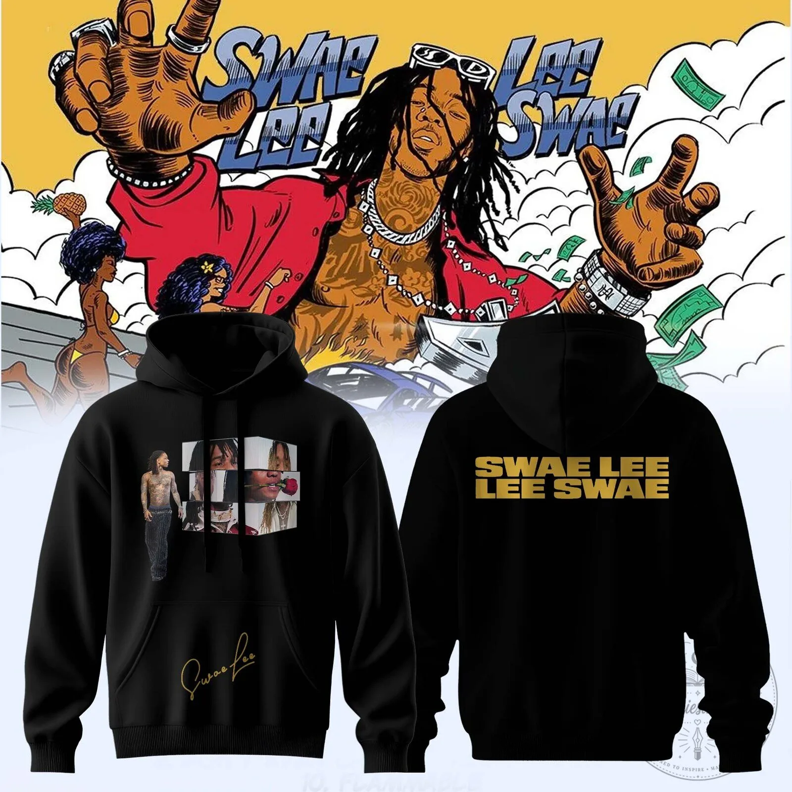 Swae Lee Same Difference Tour Signature Limited Edition Black Hoodie 3 Swae Lee Same Difference Tour Signature Limited Edition Black Hoodie