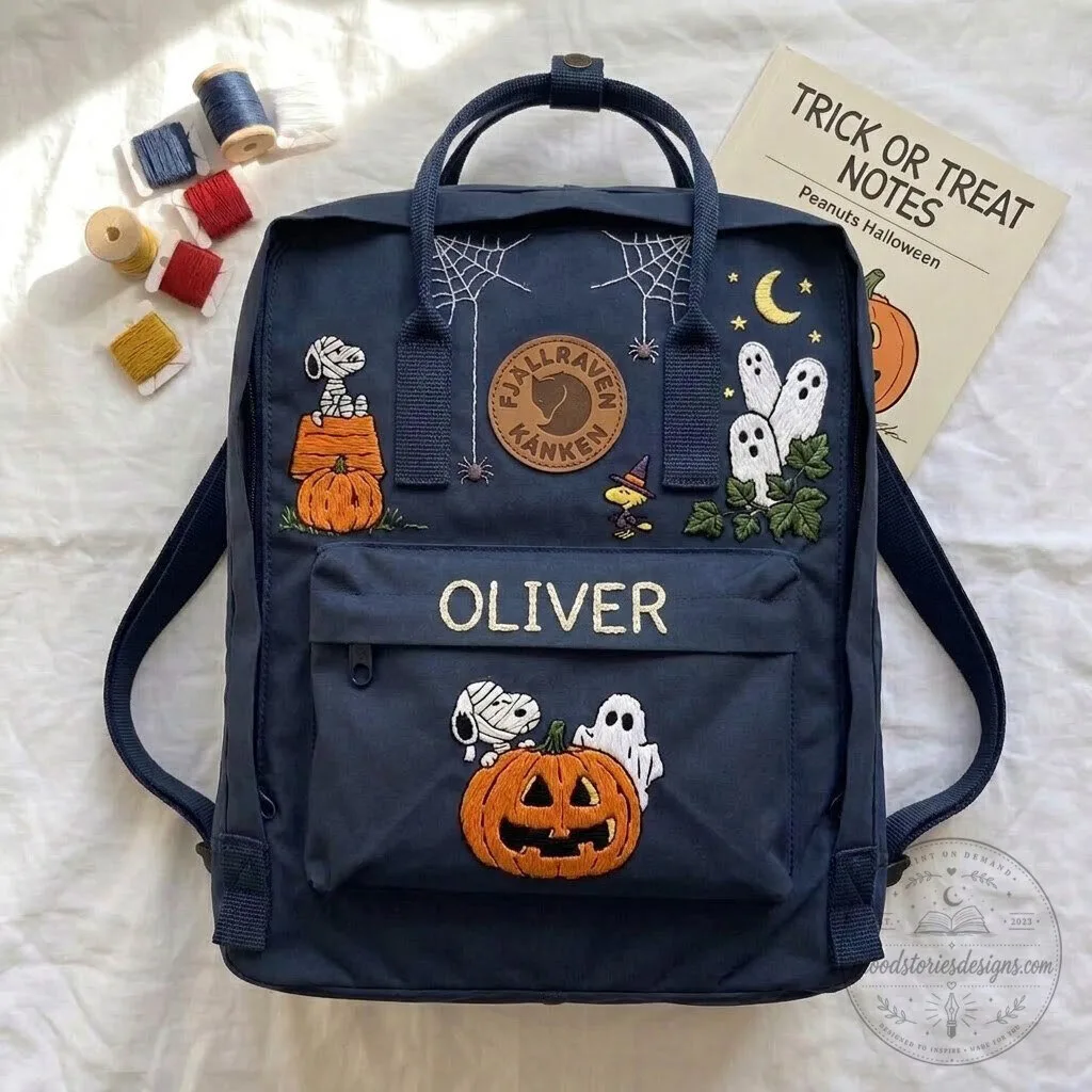 Snoopy Halloween Embroidered Fjallraven Kanken Backpack with Personalized Name