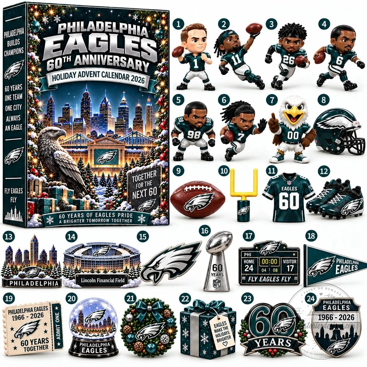 Philadelphia Eagles 60th Anniversary Holiday Advent Calendar 2026