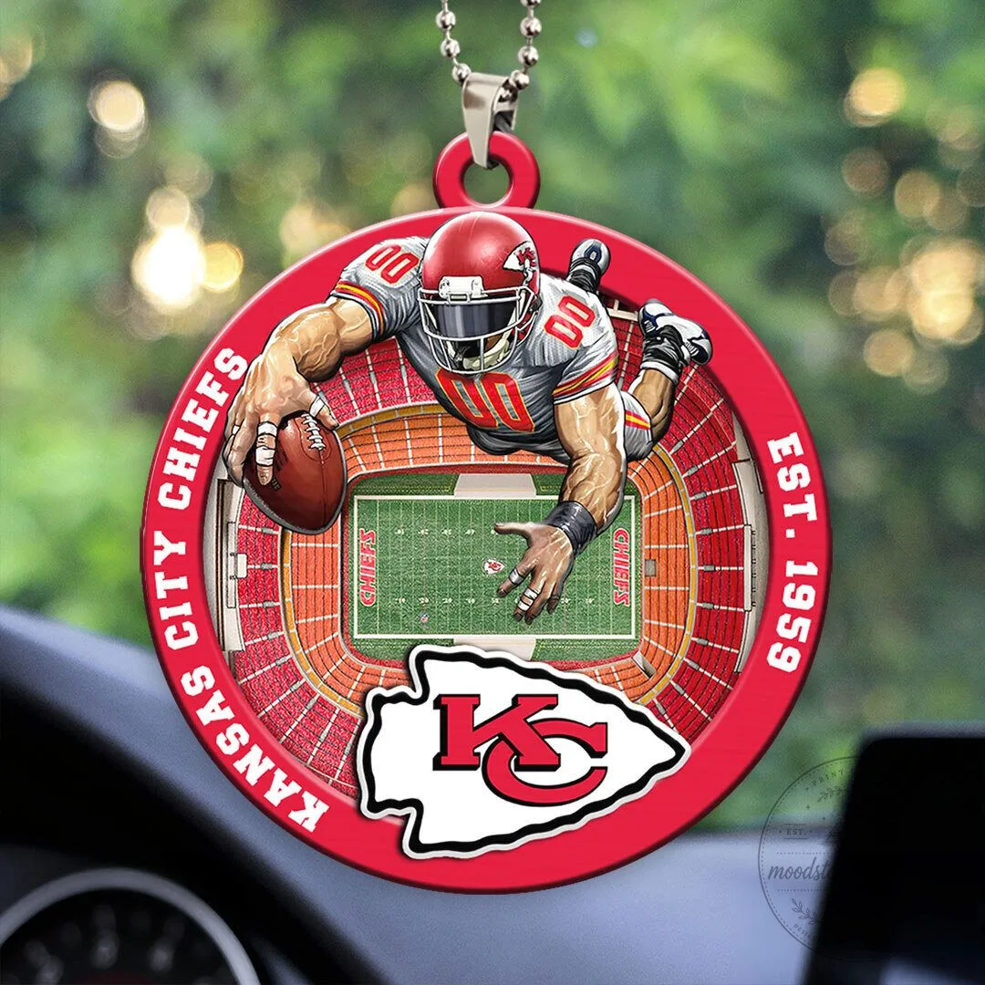 Kansas City Chiefs Football Player Stadium Car Hanging Ornament 1 Kansas City Chiefs Football Player Stadium Car Hanging Ornament