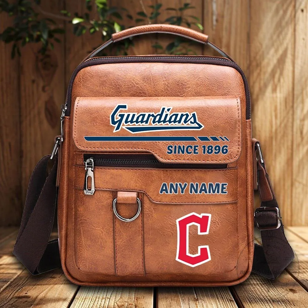 Cleveland Guardians Personalized Name Vintage PU Leather Shoulder Bag